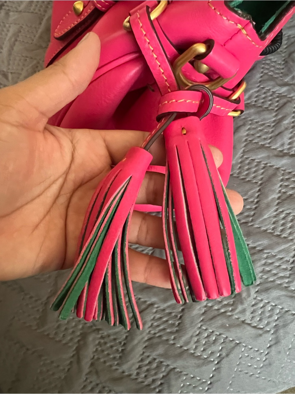 Dooney & Bourke Bright Pink Leather Satchel with Gold Hardware - Picture 8 of 11